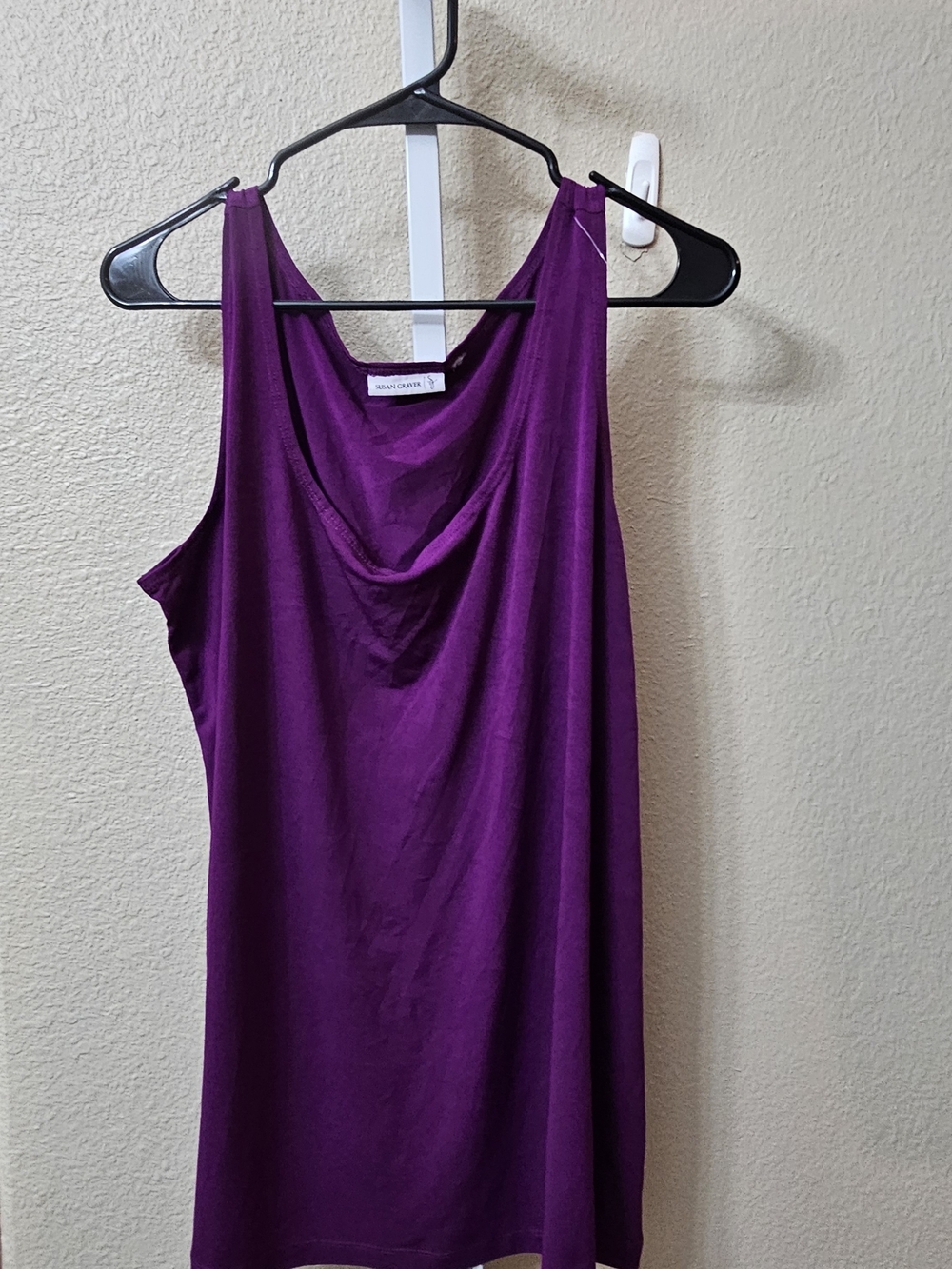 Susan Graver Purple Sleeveless Cowl Neck Tank